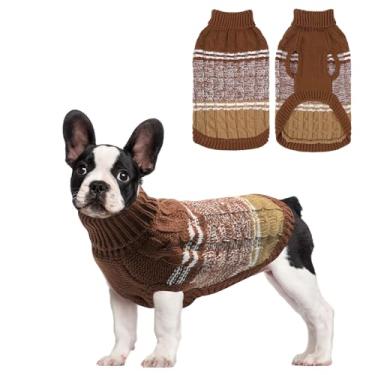 Imagem de Mihachi Suéteres para cães pequenos e médios para meninas e meninos, camisa macia para cães quentes, casaco de cachorro para clima frio, pulôver de malha com gola rolê, roupas de cachorro com orifício