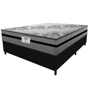 Imagem de Cama Box Casal King Colchão Gazin Com Molas Ensacadas Rubi 193x203x70cm Suede - Suporta Até 120 Kg Por Pessoa (Preto/Cinza)