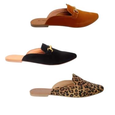 Imagem de Kit 3 Pares Sapatilha Nobuk Rasteira Premium Tamanho Grande (Caramelo/Preto/Onça, BR, Adulto, Numérico, 33)