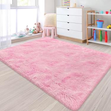 Imagem de JiaoBaba Tapete de área pequena para quarto de 0,9 x 1,5 m, mini tie-dye rosa fofo tapete de cabeceira para quarto de crianças, meninos, adolescentes, berçário, quarto de bebê, sala de estar,