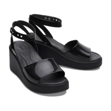 Imagem de Crocs Sandália feminina Brooklyn com tira no tornozelo, plataforma, Preto, 37