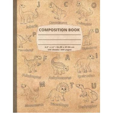 Imagem de Composition Book: Dinosaur ABC Vintage Cover Composition Notebook, College Ruled, 200 pages, 8.5" x 11" (21.59 x 27.94 cm), Book for School and Students for Writing and Journaling