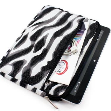 Imagem de Kroo Capa de zebra de 25,4 cm com bolso com zíper para tablet Motorola Xoom 2, Malata Z Pad