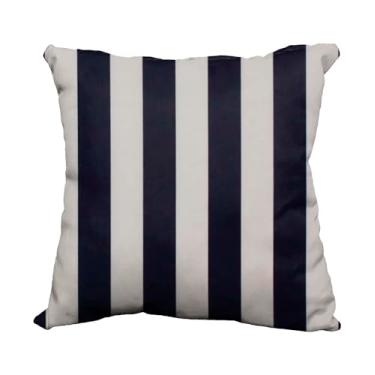 Imagem de Kit 2 Capa Almofada Listrada Marinho 65x65 Impermeável AcquaBlock Área Externa Com Zíper Premium Resistente Água E Sol