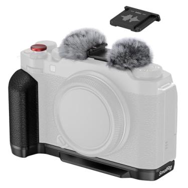 Imagem de SMALLRIG X-M5 Pega em forma de L para FUJIFILM X-M5, placa de liberação rápida integrada para Arca, alça lateral de silicone leve, inclui para-brisa com adaptador de sapata fria (preto) - 4876