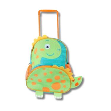 Imagem de Mochila Infantil Dinossauro com Rodinhas Carrinho Menino Escola Creche Passeio (Verde)