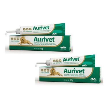 Imagem de 2 Aurivet Pomada 13g Vetnil Uso Veterinário Otites Cães Gato