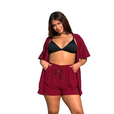 Imagem de CONJUNTO FEMININO KIMONO/CARDIGAN E SHORT PLUS SIZE-Feminino