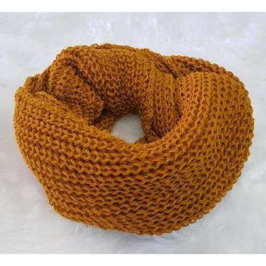 Imagem de Cachecol Femino - Gola de Tricô de Lã - Echarpe Duas Voltas - Inverno 
