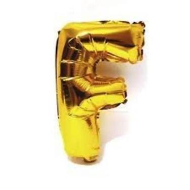 Imagem de Bexiga Balão Metalizado 16 Polegadas 40cm Dourado Letra F - PB Festas
