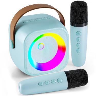 Imagem de Máquina de Karaokê Portátil com 2 Microfones Sem Fio - Bluetooth - Bri
