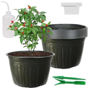 Imagem de Niiiice Pacote Com 12 Vasos De Plástico Flexíveis De 5 Galões, Recipiente De Início De Sementes Macio E Espesso Para Plantas Internas E Externas, Mudas, Vegetais, Suculentas E Estacas