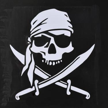 Imagem de AuMoHall Decalque de caveira pirata adesivo de vinil para carros engraçado decalque de caveira exclusivo design de humor decalque para veículos, carros, caminhões, janelas, capacete, laptop, garrafa
