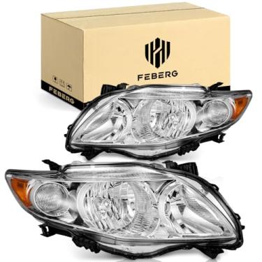 Imagem de FEBERG [Estilo original antiamarelamento para Corolla 2009-2010, substituição de farol compatível com 09 10 Corolla Chrome Housing Clear Lens Amber Reflector