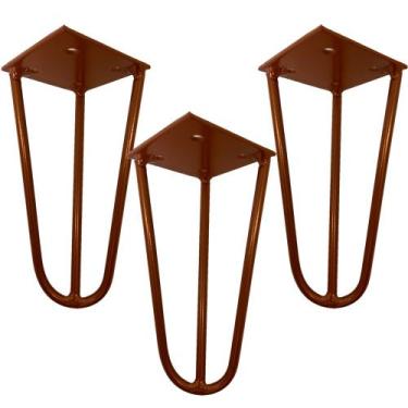 Imagem de Kit 03 Pés de Ferro Aço Hairpin Legs 15 cm Bronze A01 Sofá Móveis Mesa