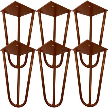 Imagem de Kit 06 Pés de Ferro Aço Hairpin Legs 15 cm Bronze A01 Sofá Móveis Mesa