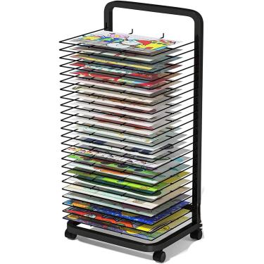 Imagem de Rack de secagem de arte, cavalete de chão dobrável para pintura a óleo Rack de armazenamento de revistas, adequado para escolas de arte e estúdios de arte, tableau Aquarelle Pour Enfants