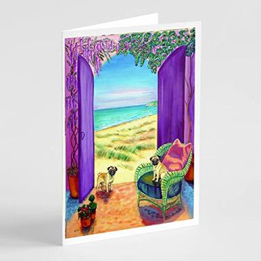 Imagem de Caroline's Treasures 7261GCA7P Cartões de felicitações e envelopes do Pug Let's go Outside Pacote com 8, 7 x 5, multicolorido