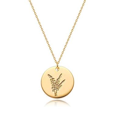 Imagem de MYEARS Colares femininos de moedas de ouro para o mês de nascimento, buquê de flor, pingente de medalha redonda gravado, floral, banhado a ouro 14 K, combinando, joias personalizadas, aniversário