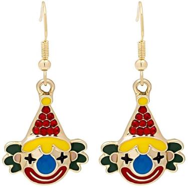 Imagem de Brincos engraçados de liga de zinco de palhaço sorridente para mulheres, amigas, circo estranho, joias, pingentes, presentes, Medium, Metal, Sem pedra preciosa