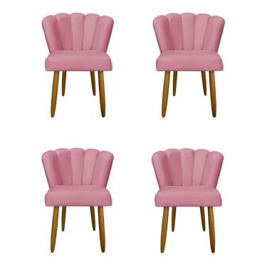 Imagem de Kit 4 Cadeiras Para Mesa De Jantar Flor - Balaqui Decor Cor: Rosa