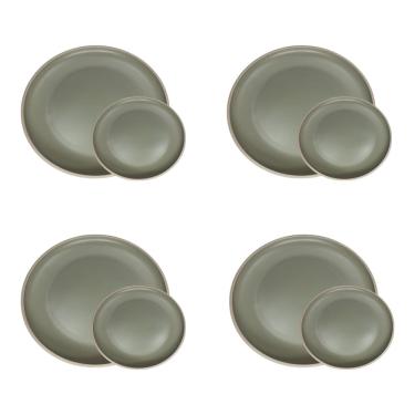 Imagem de Prato Raso 27cm + Prato Sobremesa 22cm Melamina Verde Natal