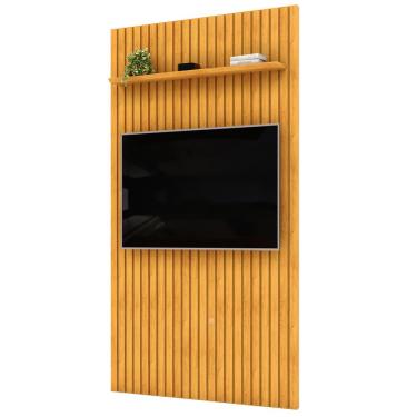 Imagem de Painel Ripado Para TV 60 Pol Sala Quarto 143x240cm Lexa D05 Cedro - Lyam Decor
