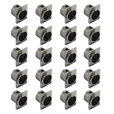 Imagem de Kit 20 Conector XLR Fêmea 3 Polos Wireconex WC1023