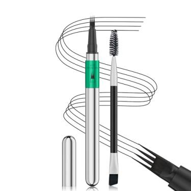 Imagem de Lápis de sobrancelha mágico, caneta de sobrancelha microblading com 4 pontas de garfo, caneta de sobrancelha impermeável de longa duração, pincel de sobrancelha cria cabelos como sobrancelhas
