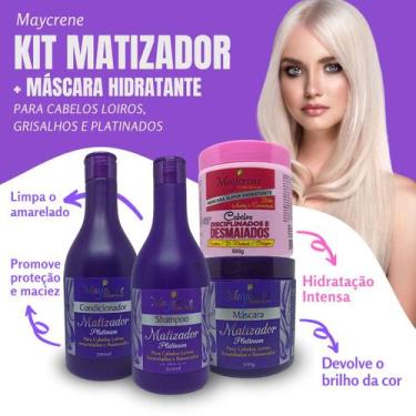 Imagem de Kit Matizador + Hidratação Maycrene ( Shampoo + Condicionador + Máscar