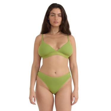 Imagem de Organic Basics Sutiã feminino triângulo de algodão canelado sem aro, Verde Matcha, G