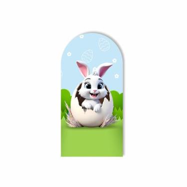 Imagem de Painel Romano Páscoa Coelho Feliz Ovos Silhuetas 200x100cm - Fabrika D