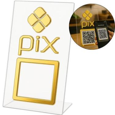 Imagem de Placa Qr Code Pix Pagamento Balcão Display Plaquinha Mesa Bar Quiosque