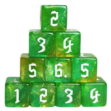 Imagem de 10 PC D6 dice 16mm Acrylic Dice Set for RPG MTG DND Dice Table Games and Board Games (Green)