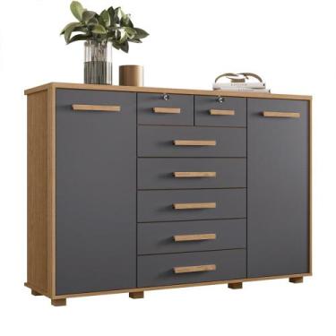 Imagem de Cômoda Para Quarto 7 Gavetas 160cm Fontaine A02 Freijó/Titanium - Mpoz