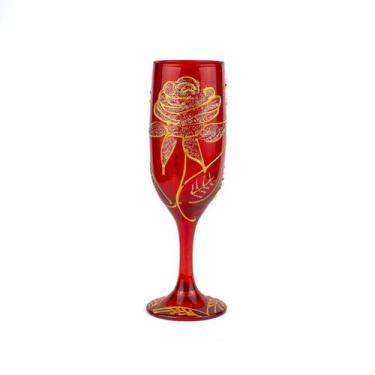 Imagem de Taça Pomba Gira Rosa Vermelha Cristal Super Luxo Vidro 180ml - Lua Mís