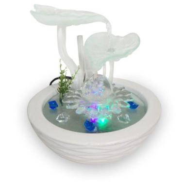 Imagem de Fonte De Água Cascata Decorativa Cerâmica Vidro Luz Led Jardim (FT-G)