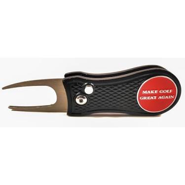 Imagem de Smash Factor Make Golf Great Again MGGA Golf Divot Repair Tool com marcador de bola – Design de canivete dobrável (preto)