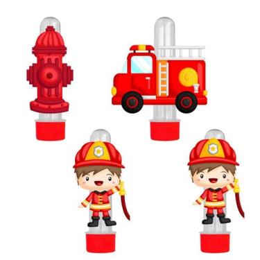 Imagem de 20 Tubetes 3d Personalizado Lembrancinha Bombeiro - Barbara Utilidades