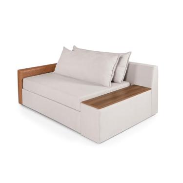 Imagem de Sofá Cama Panamá Casal 2 Lugares com Baú Lateral Linho Cinza Claro Base Madeira Modern - Casa Imperial