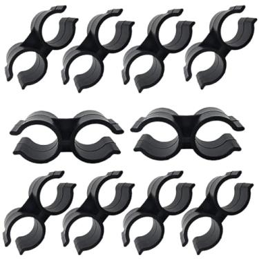 Imagem de Hdtyyln Grampos pretos para tubos de porta dupla, 10 peças de grampos de linha dupla de plástico, conector de poste de corrente, grampos de painel de vedação, acessórios de fixação e ligação de tubos