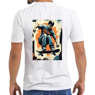 Imagem de Camiseta Masculina Skateboarder Mid-Trick Streetwear Blusa 100% Algodã