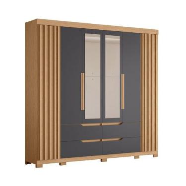 Imagem de Guarda Roupa Doble Casal 6 Portas com Espelho Albatroz, Freijó/ Titani