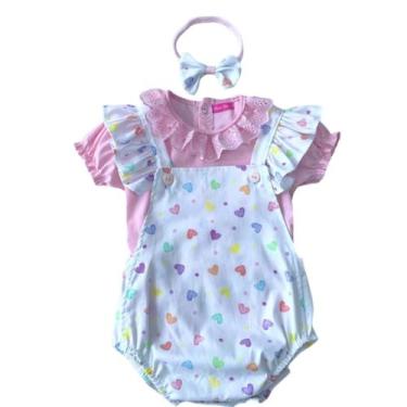 Imagem de Body Jardineira de Bebê Menina Princesa Com Tiara de Laço e Blusa com 