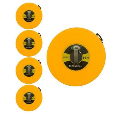 Imagem de Kit 5 Trena Fita Métrica 50 Metros Fibra Vidro Profissional - Idea