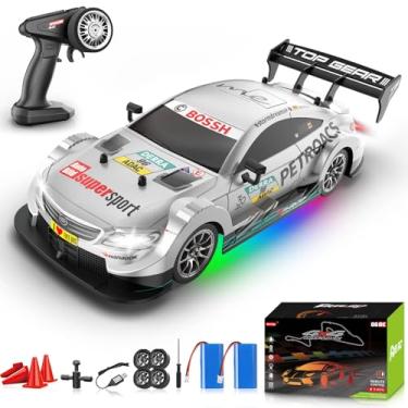 Imagem de YUAN PLAN 1/16 RC Drift Car, 2.4GHz 4WD Remote Control Drift Car, 30+KM/H High Speed Drift RC Cars with LED Lights 2 Batteries and Drift Tires Race Cars for Adults Boys Kids, Sliver