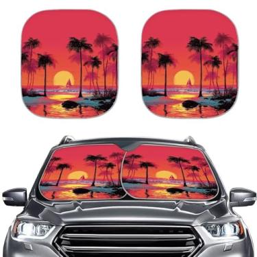 Imagem de GOSTONG 2 peças para-sol para carro, para-brisa, para-sol, quebra-sol, quebra-sol, viseira externa, bloqueio de raios UV e calor para quase veículos caminhões, SUV, janela frontal e proteção interna