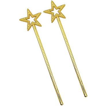 Imagem de mollensiuer 2Pcs 13 Inches Star Wand Costume Props Star Magic Wand Angel Fairy Wands Sticks for Birthday Party Halloween Cosplay Christmas Princess Role Play, Gold