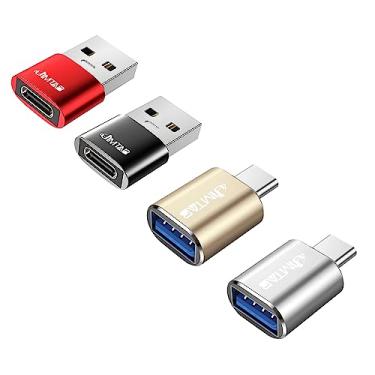 Imagem de JIMTAB Adaptador USB C (pacote com 4), USB C para USB, transferência de dados de alta velocidade, adaptador USB-C para USB fêmea para MacBook Pro 2023, iPad Pro 2023, Samsung Galaxy Book, Dell XPS e