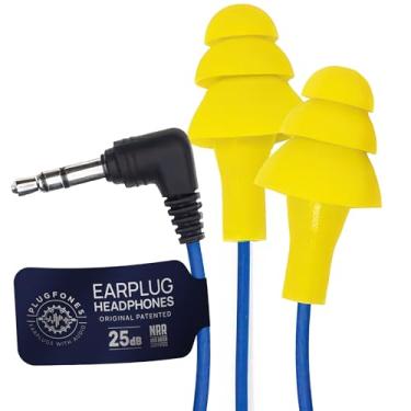 Imagem de Plugfones Fone de ouvido híbrido com tampão de ouvido básico, classificação de redução de ruído de 25 dB, com fio, redução de ruído, tampões de segurança para trabalho, amarelo